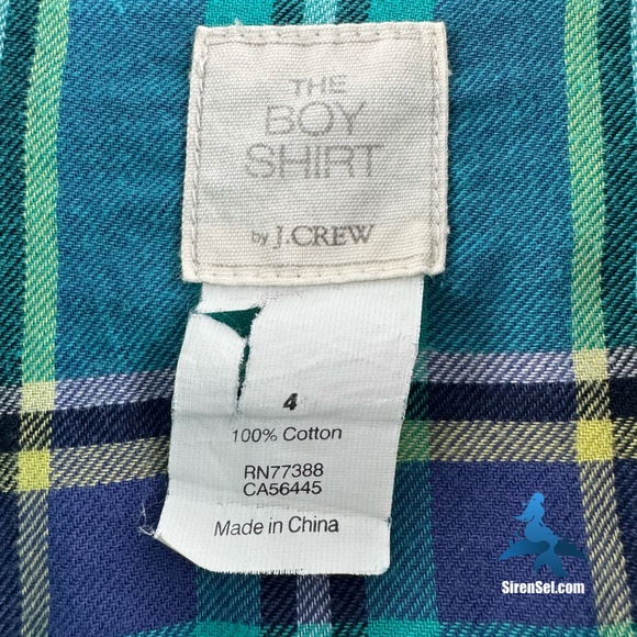 1165 J. Crew - The Boy Shirt - Plaid Button Up - Size 4 - Teal/Navy - Picture 12 of 14